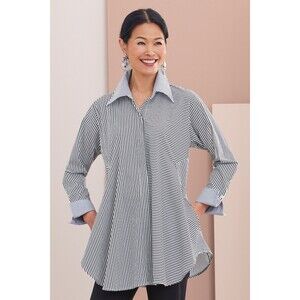 PLANET by Lauren G Artist Smock Tunic Shirt Striped Size 1 (4-8) Pockets Flare